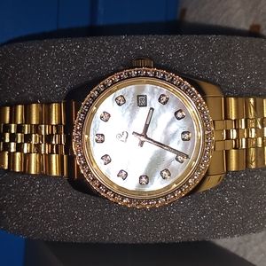 Colleen Lopez Geniune Mother of Pearl Gold Watch